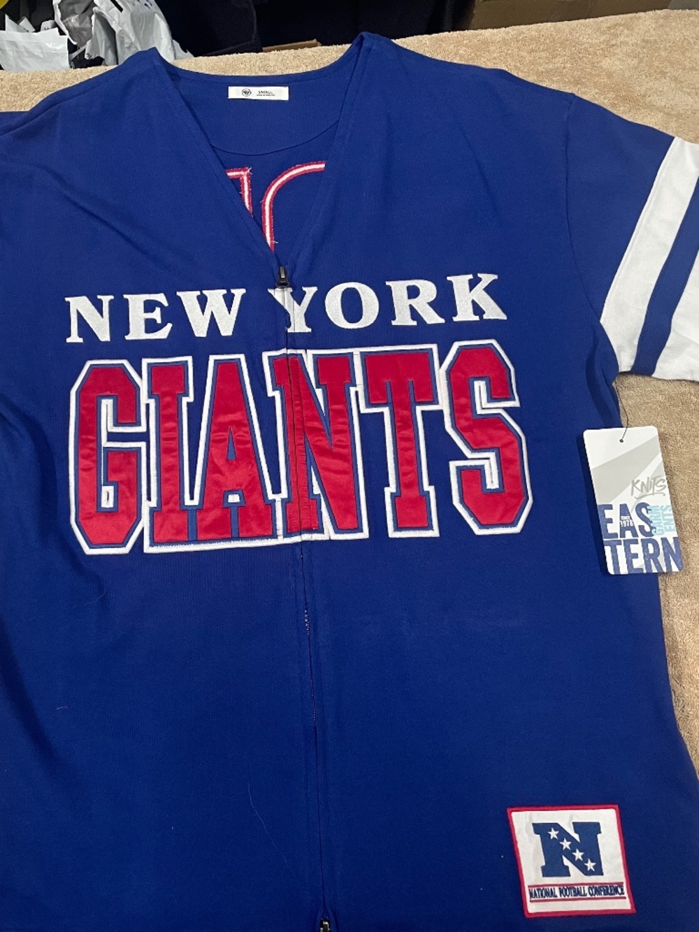 47 Heavy oversized New York Giants Jersey zip up NWT